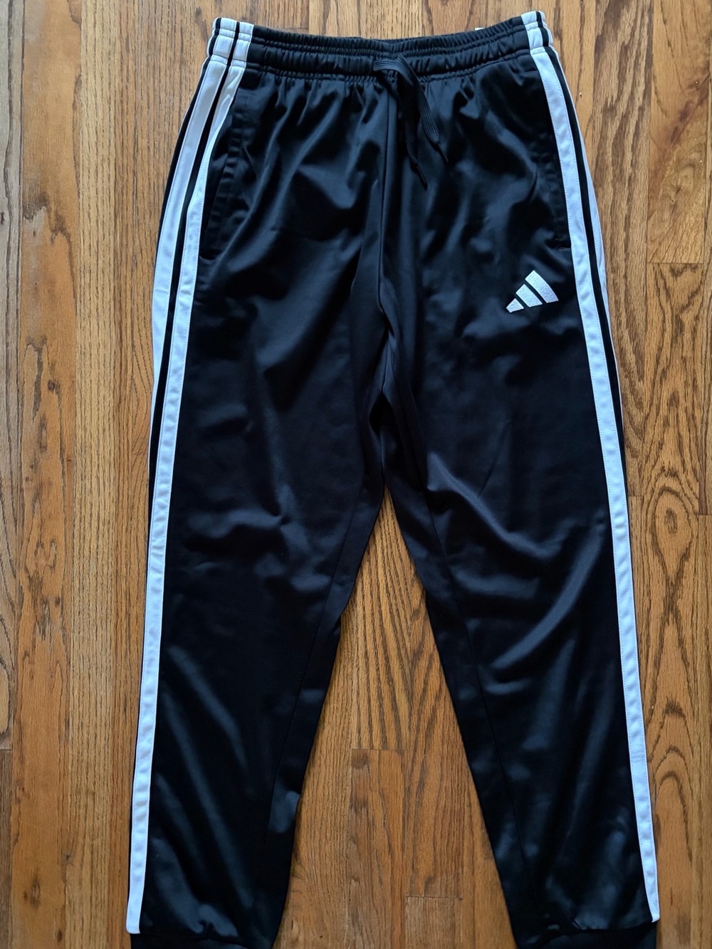 Adidas Black Joggers with White Side Stripes